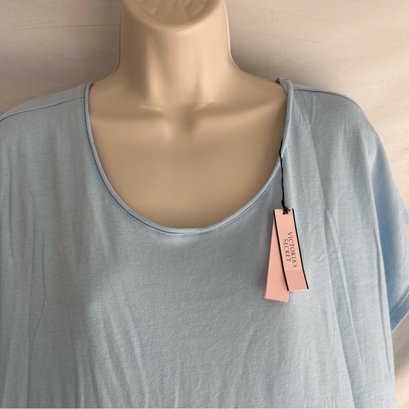 Victoria’s Secret Light Blue Crisscross Back Short Sleeve Sleep Shirt | NWT | L - Picture 4 of 9